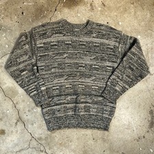 Vintage 80s Lambswool Geometric Sweater Made in USA Earth Tones