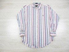 VTG Chaps Ralph Lauren Shirt Mens 15.5 32/33 White Striped Ivy USA Made 90s