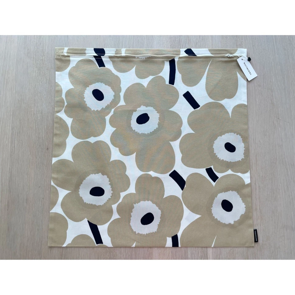 Beige Marimekko Unikko Cushion Cover, Poppy Print accent pillow case, 20" - Image 3 of 4