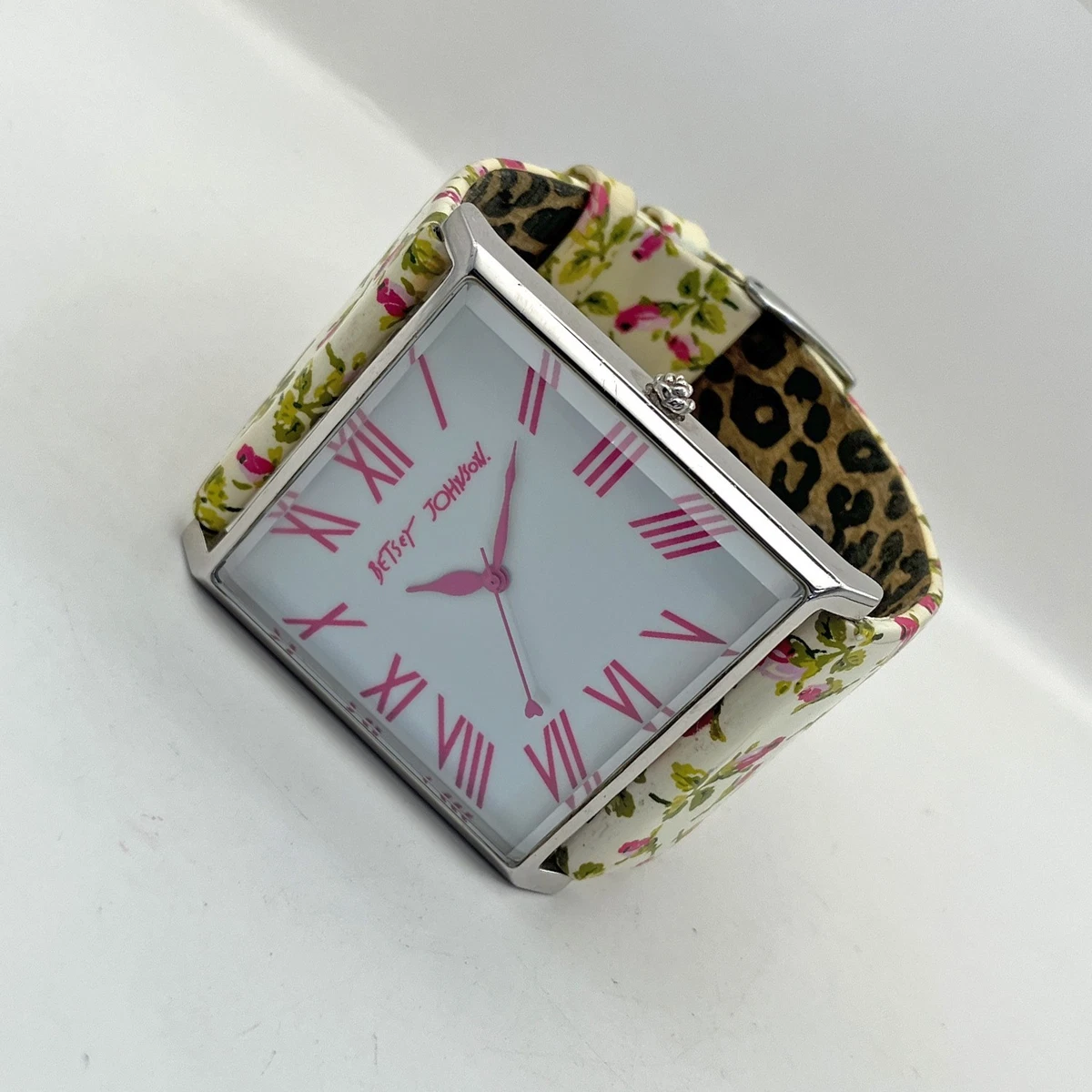 Betsey Johnson Floral Resin Watch - Black with Pink & Green Accents Betsey Johnson Wristwatches for Women for sale | eBay main image 2