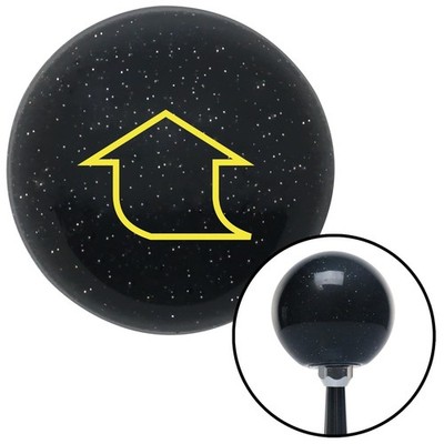 Yellow Fat Empty Arrow Up Black Metal Flake Shift Knob w/ M16x1.5 Insert Auto