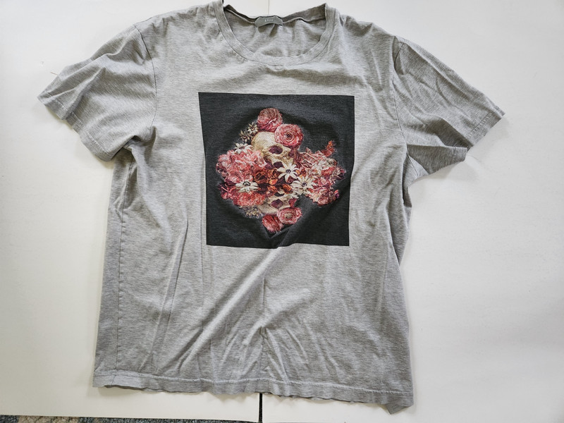 dior homme grey t-shirt skull floral embroidered women's size M