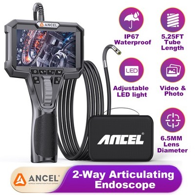 7 LED Lights 2-way 210° Articulating Borescope Dual Endoscope Inspection Camera