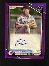 2024 Bowman - Paper Prospect Auto Emmett Olson #PPRA-EO Purple #/250 Marlins