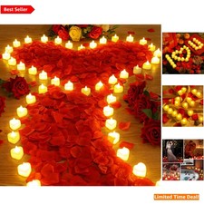 6000 Artificial Rose Petals 72 Heart LED Tealights for Romantic Decor