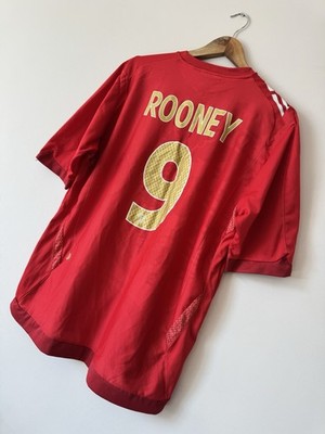 Rooney #9 England 2006-2007 Vintage Away Soccer Jersey Football