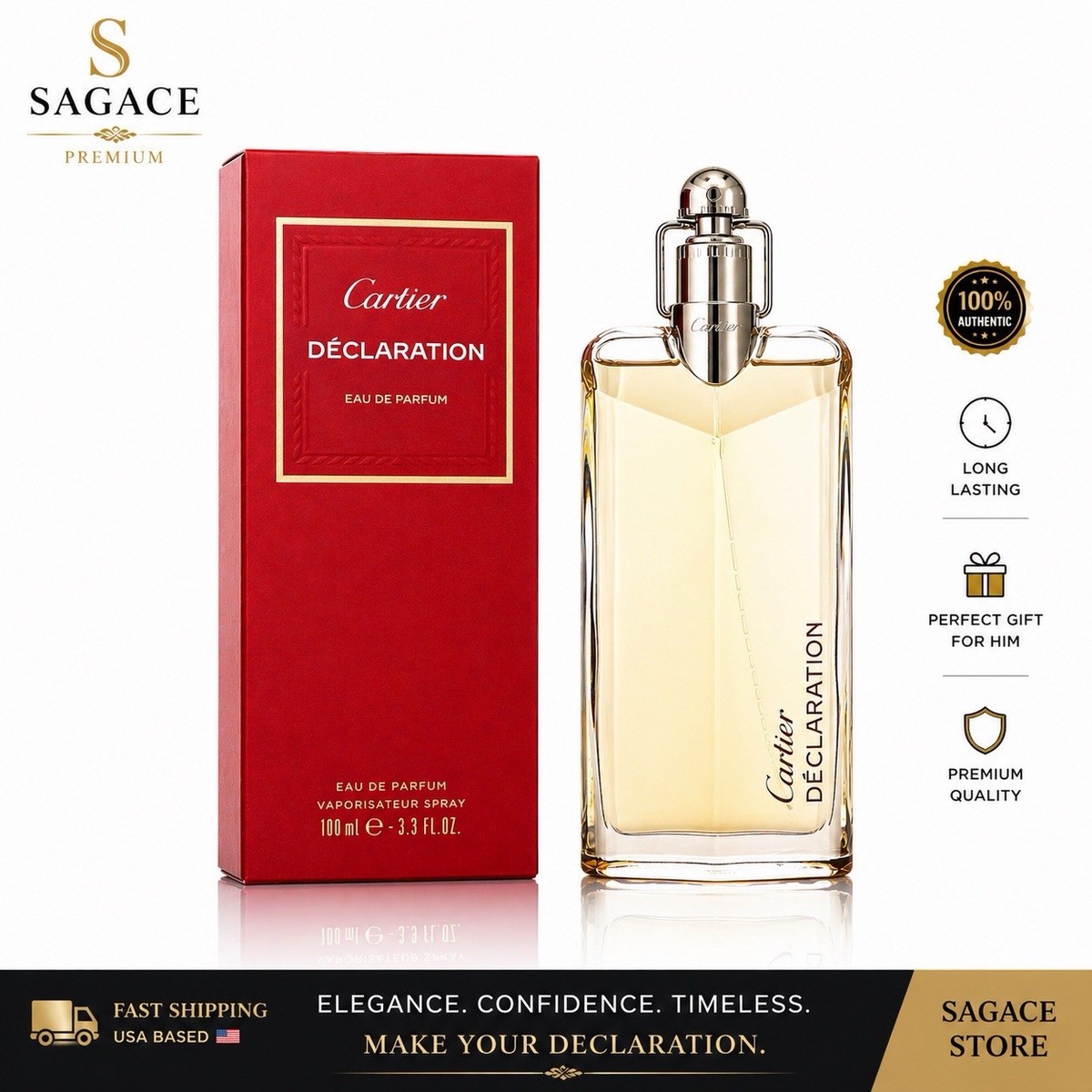Cartier Déclaration Eau de Parfum Spray 3.3 fl oz 100 ml Bitter