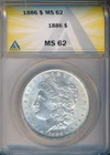 1886 MORGAN SILVER DOLLAR **ANACS CERTIFIED MS 62** FREE SHIPPING!!