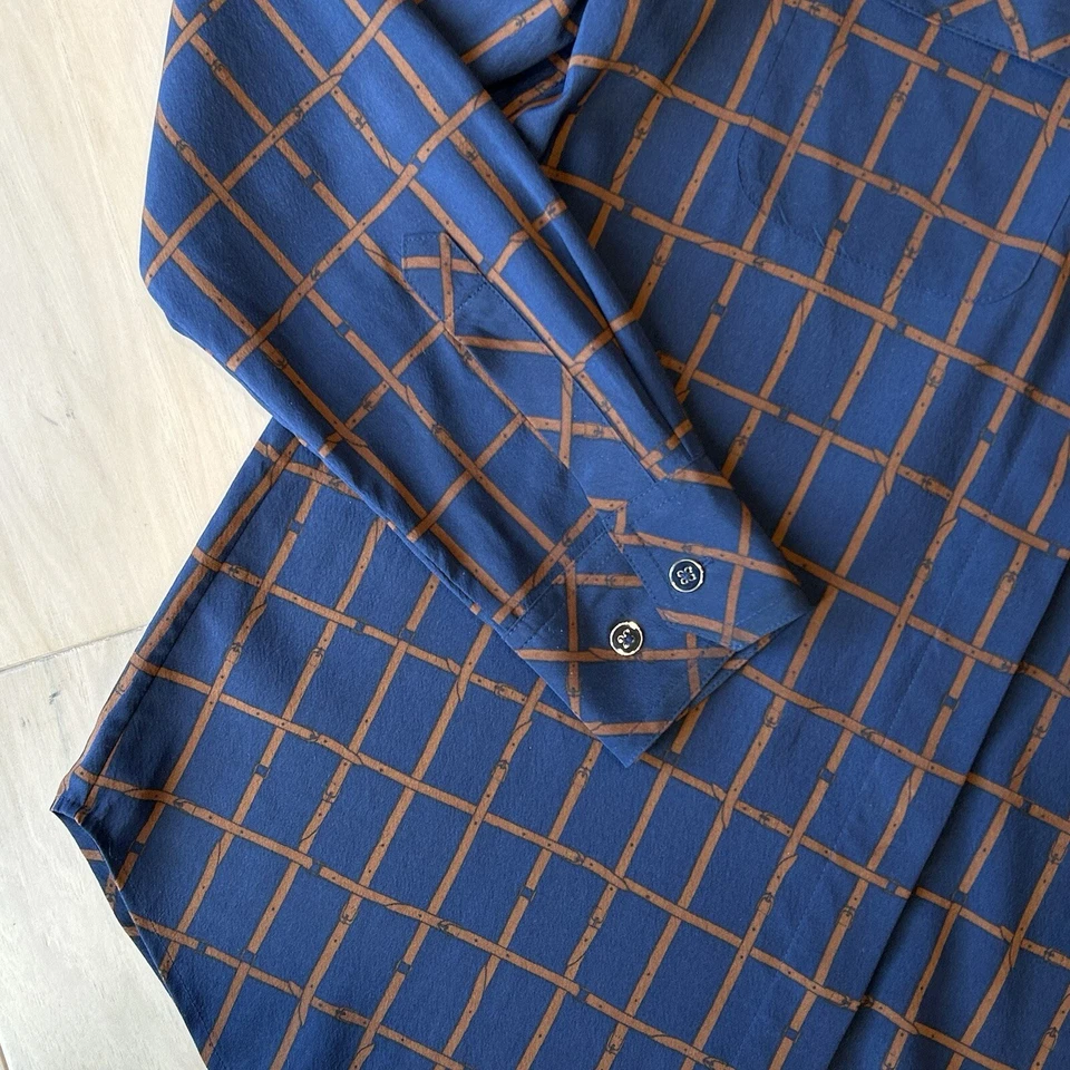 Camisa Top Tory Burch Kaitlyn Estampada Elastizada Seda Abotonada Para Mujer Pequeña’s Foto 3 de 4