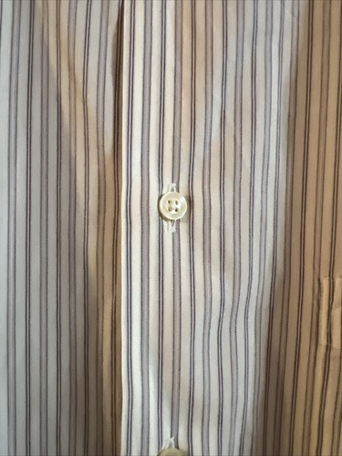 Oscar Corsini Long Sleeve Button Down White Striped Shirt Size 16.5 34/35 - Picture 2 of 4