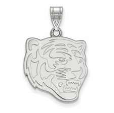 Sterling Silver Rhodium-plated LogoArt University of Memphis Tiger Large Pendant