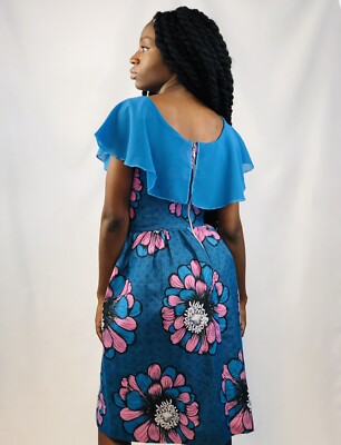 pink and blue african dress Wholesale shirt dress,1 Piece