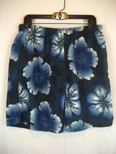 Mens CARIBBEAN JOE Blue Poly Floral Aloha Island Swim Suit Board Shorts sz L