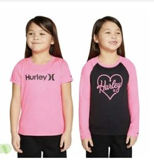Hurley Youth Girl's 2-pack Sun Tee swim Rash Guard long short sleeve UPF 50