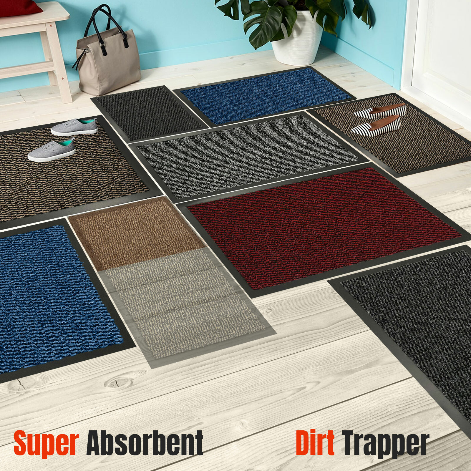 Barrier Door Mat Kitchen Heavy Duty Non Slip Rubber Back Door Rugs Dirt