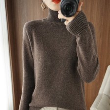 New Cashmere Thick Turtleneck Sweaters Long Soft Knitted Sleeve Casual Pullovers