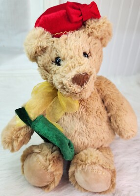 Mary Meyer Plush Teddy Bear Hat Scarf Green Purse Christmas Plush RARE