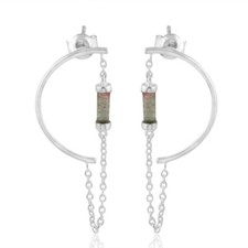 C Shape 925 Silver Cuff Earrings With Bio Tourmaline For Wedding Party Jewelry