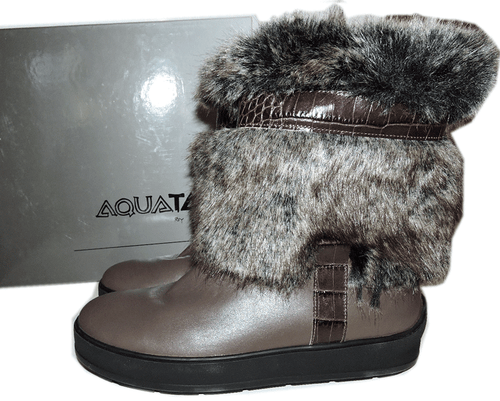 Aquatalia Ankle Boots Kamila Faux Fur Trim Weatherproof Fur Lined Booties  8.5 - Picture 4 of 9