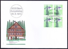 Switzerland 1973 FDC blk, Bern city Architecture, Buildings, Houses, Landscapes
