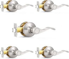 5PK Probrico Passage Hall Closet Laundry Room Door Lever Handles in Satin Nickel