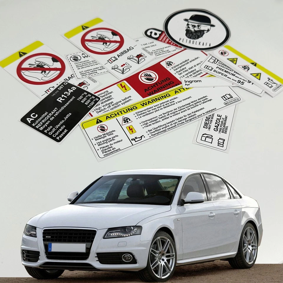 Audi A4 S4 2004-2012 Restoration Warning Caution Engine Bay Stickers Labels - Image 3 of 4