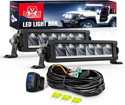Nilight LED Light Bar with Amber DRL 2PCS 30W 9Inch Single Row Slim Spot Beam