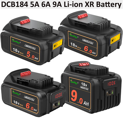 18V 5Ah 6Ah 9Ah LI-ION LED BATTERY Compatible with DEWALT DCB184 DCB183  DCB180 UK