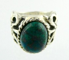 Artisan Made Sterling Silver Chrysocolla Cabochon Ring 925 Size 6 Weighs 12.3g