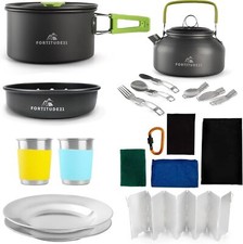 Camping Cookware Set - 19-Piece Lightweight Backpacking Cookware with Pots, Pans