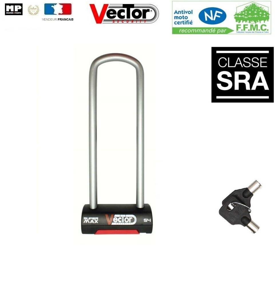 Antivol U VECTOR Super Max S4 en acier blindé haute sécurité pour moto