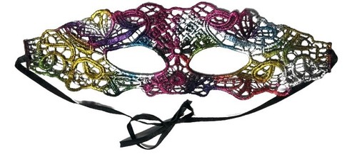 Colorful Lace Party Mask Halloween Costume Multi-Color Eye Mask - bd - Picture 2 of 3