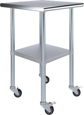 24'' x 24'' Stainless Steel NSF Work Table w/ Casters - Commercial Prep