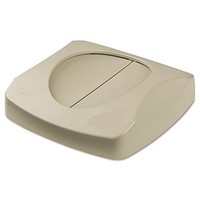 Rubbermaid Commercial Untouchable Square Trash Can Swing Top - Beige Rubbermaid Commercial Untouchable Square Trash Can Swing Top - Beige