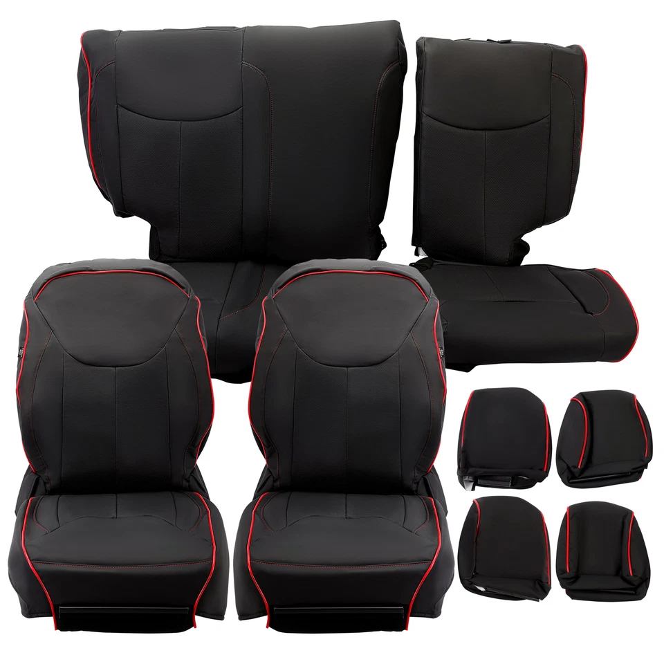For 2013-2017 18 JEEP WRANGLER JK 4DOORS CUSTOM MADE FIT SEAT COVERS Red&Black - Imagem 3 de 4