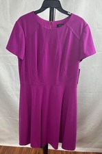 Tahari Arthur S. Levine Women's Dress Size 14 Magenta Short Sleeve New With Tag
