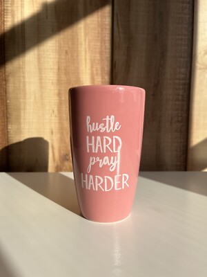 Stoneware Travel Mug  Hustle Hard Pray Harder 