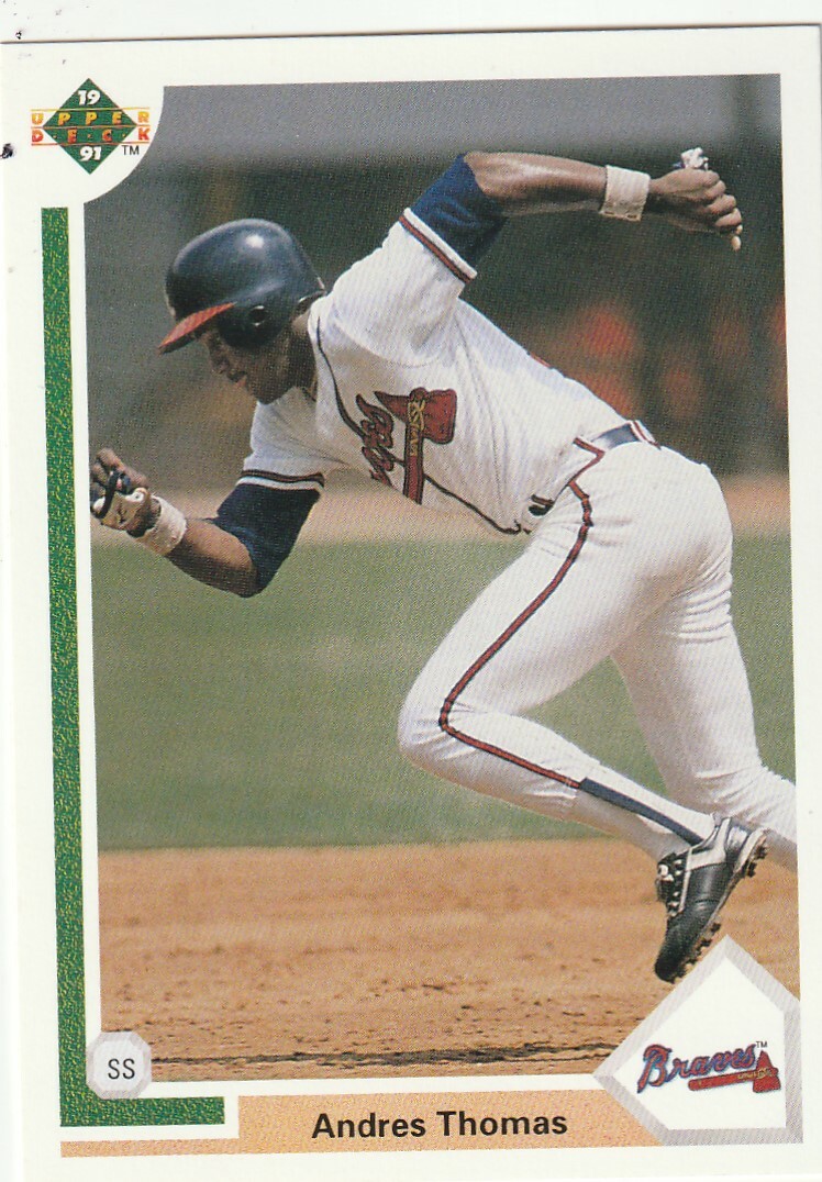 FREE SHIPPING-MINT-1991 Upper Deck Andres Thomas #384-PLUS BRAVES BONUS CARDS