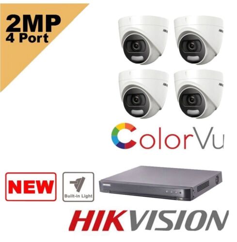TVI 2MP ColorVu Turret Kit 20m DS-2CE72DFT-F 4 Channel