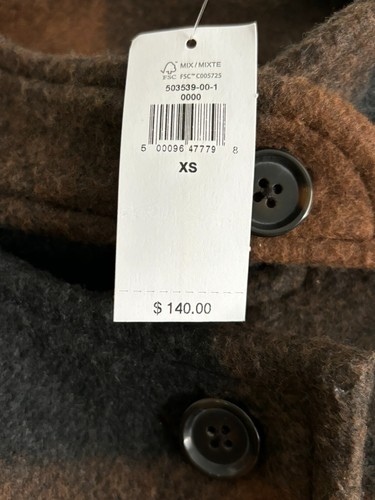 Abrigo chaqueta a cuadros Banana Republic para mujer Cinnamon & Spice Buffalo talla XS NUEVO - Imagen 3 de 9