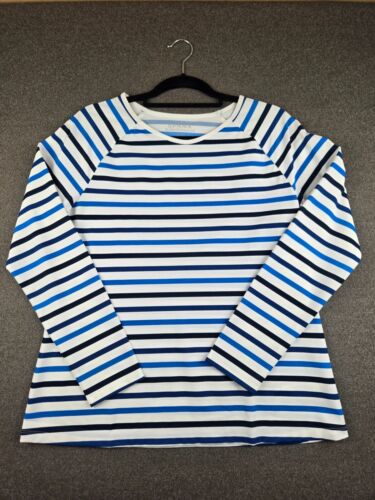 Spanx XL Blue White Stripe Rashguard Swin Shirt 1154 - Afbeelding 1 van 8