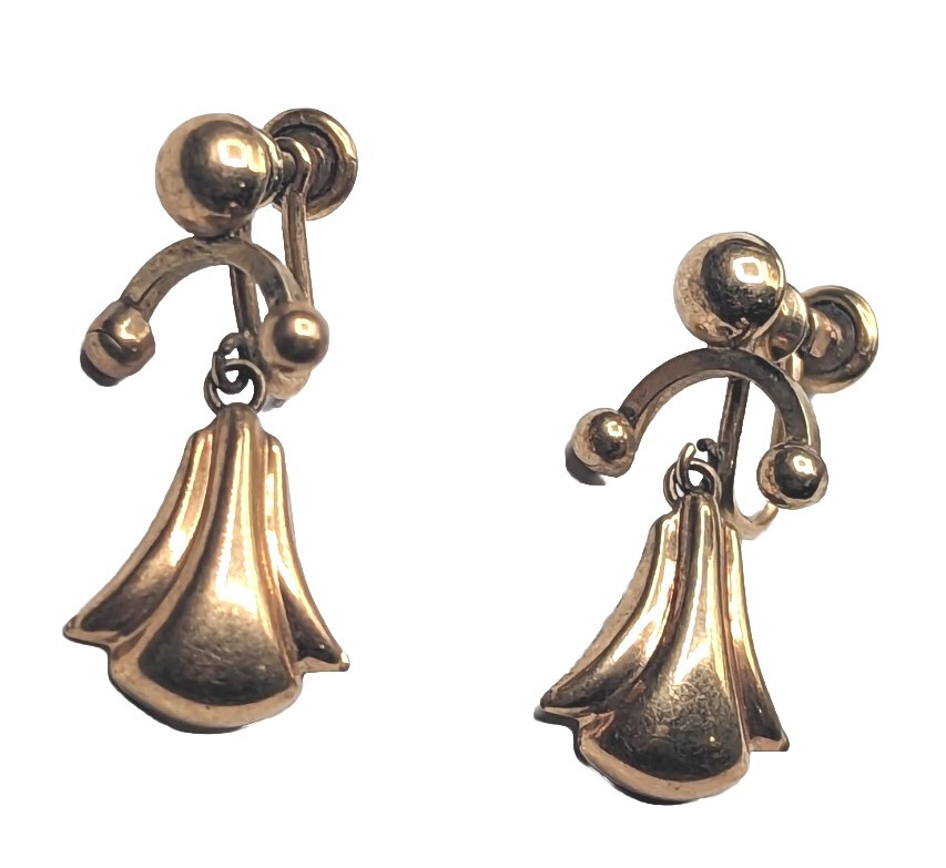 Vintage Gold Filled GF Articulated Woman In Dress Abstract Screw