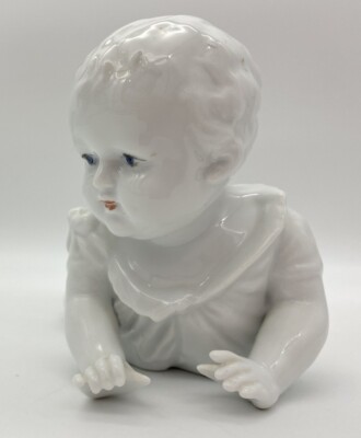 Vintage Piano Baby White with painted face Glossy finish 10'' long 5 1/2''