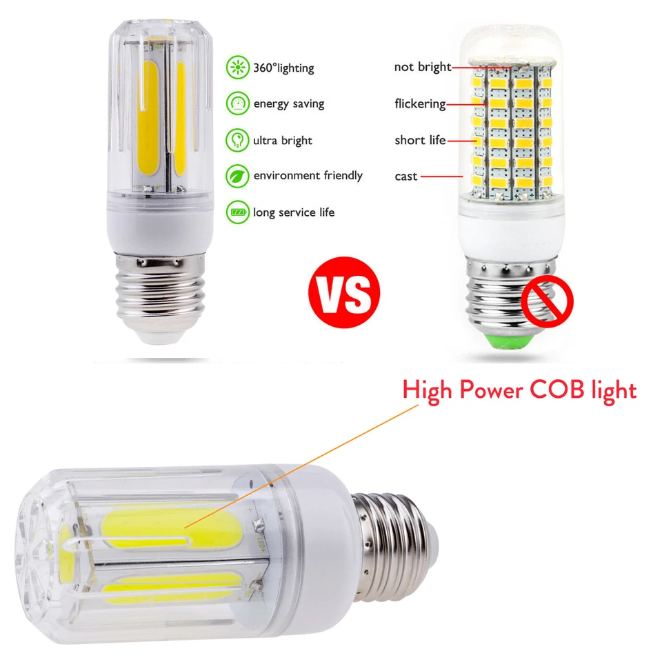 12W 16W LED COB Corn Light Bulbs E27 B22 E14 110V 220V Replace 80W Halogen Lamp - Image 3 of 4