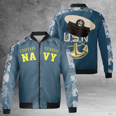 US Chief Anchor AOP Fleece Bomber Jacket Shirt For Men Dad