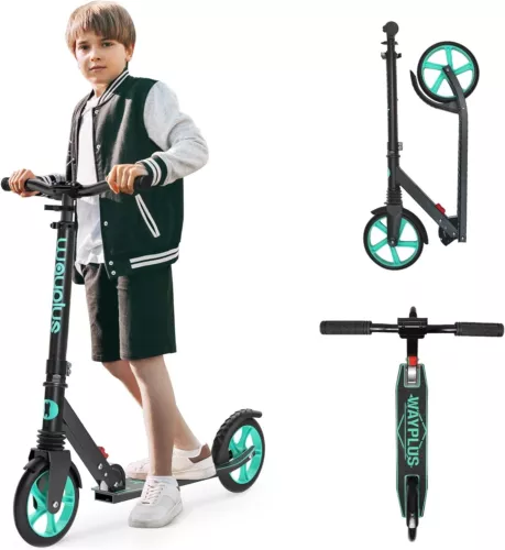 Kick Scooter for Ages 6+ Kid Teens & Adults Foldable Lightweight Aquas Color