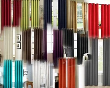 4 PANELS GROMMET SILK WINDOW CURTAINS DRAPE FOAM LINED BLACKOUT THERMAL K32