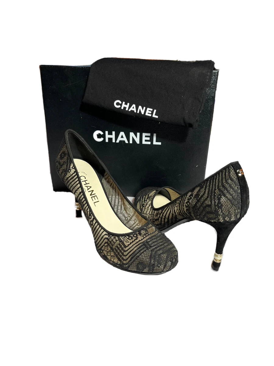 CHANEL, BLACK LEATHER PUMP WITH SQUARE HEEL  NEW IN BOX-SIZE-37