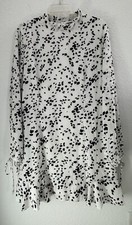 Missguided Womens Sheath Mini Dress Sz. 14 Black & White Ruffles Summer Party