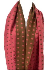 Lightweight Warm Women?s Scarf  Pink And Brown Poka Dot Print Reversible